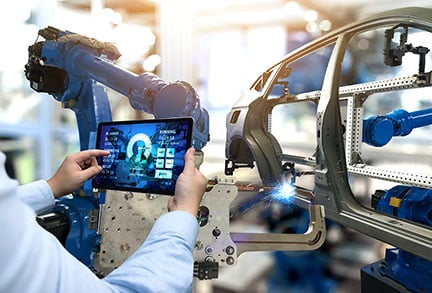 Automation-robot-arm-machine-in-smart-factory-automotive industrial-Industry-4th-iot